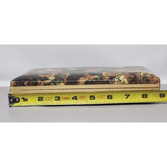 Vintage Mele Jewelry‎ Box Brown & Gold Floral Velvet Lined Storage Case - Picture 11 of 15